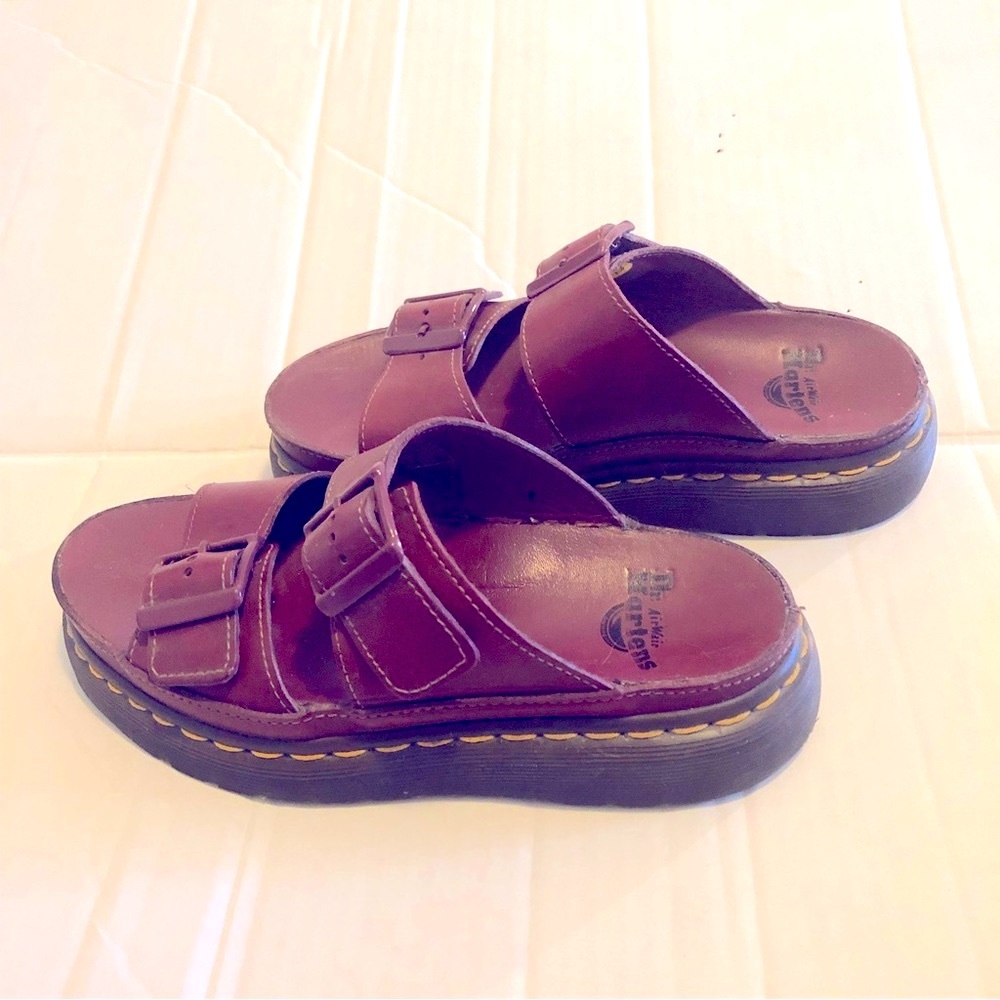DR. MARTENS Cyprus - 2 Strap Slide, Burgundy, Women’s Size UK 4 / US 6